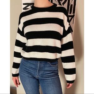 2 for $30 - Twik Black and White Striped slightly cropped sweater